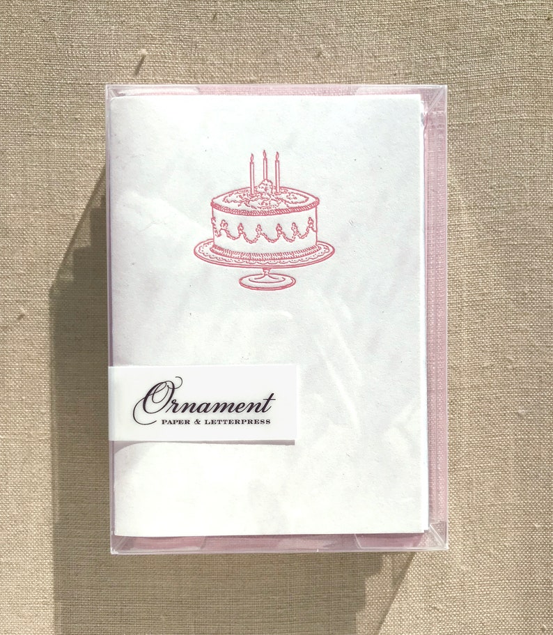 Birthday Cake Letterpress Card Set pink or blue image 2