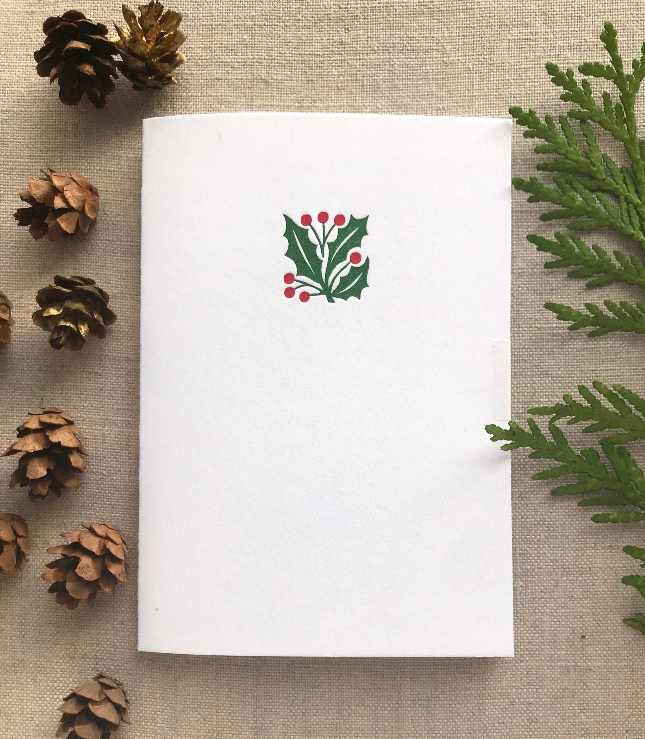 Holly Letterpress Card Set - Etsy