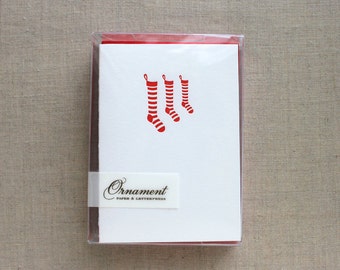 Christmas Stockings Letterpress Card Set