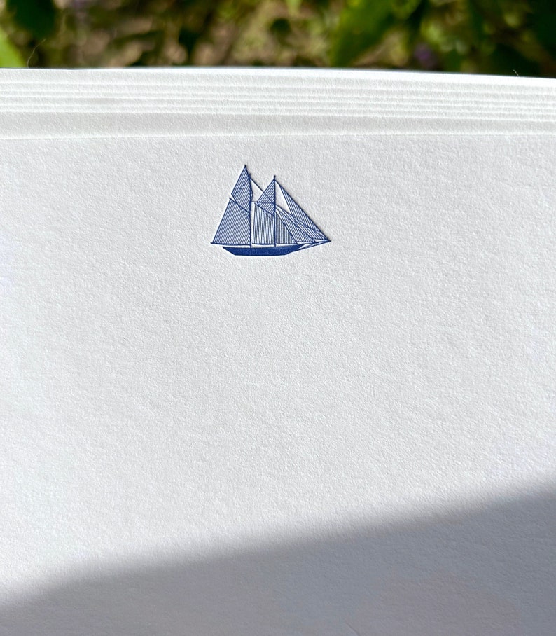 Flat Card Set with Letterpress Schooner image 1