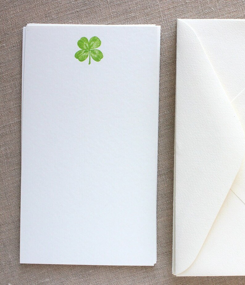 Flat Card Set with Letterpress 4-leaf Clover vertical image 1