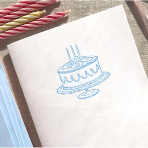 Birthday Cake Letterpress Card Set pink or blue Blue