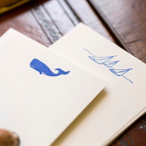 Flat Card Set with Letterpress Whale (vertical)