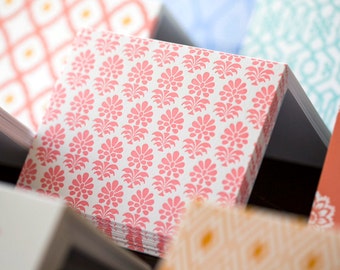 Pink Flowers Letterpress Card Set