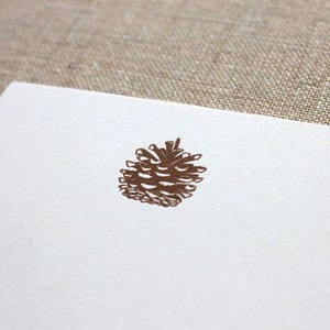 Flat Card Set with Letterpress Pine Cone (vertical)