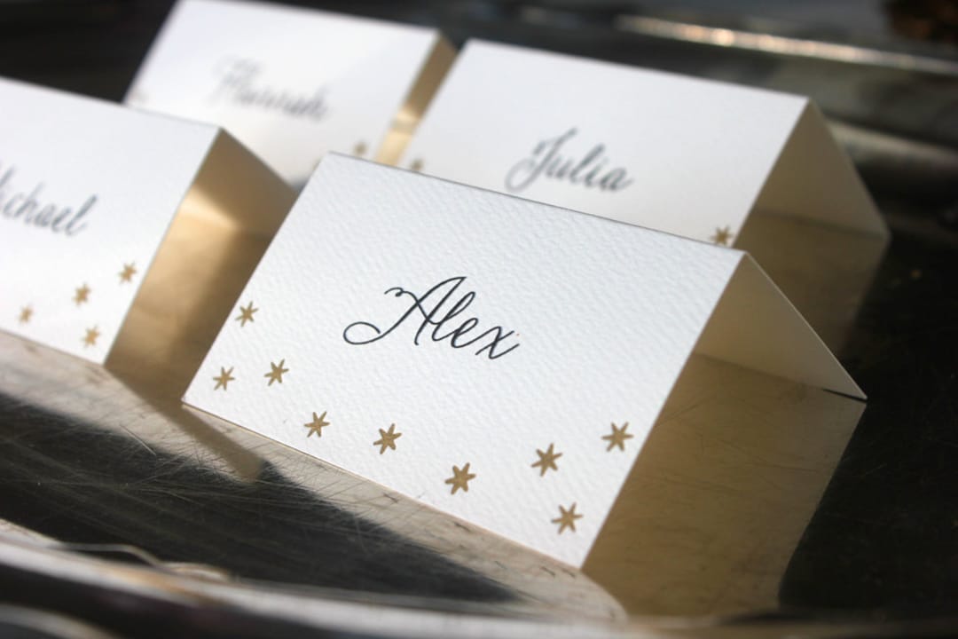 Letterpress Place Cards With Gold Stars Etsy