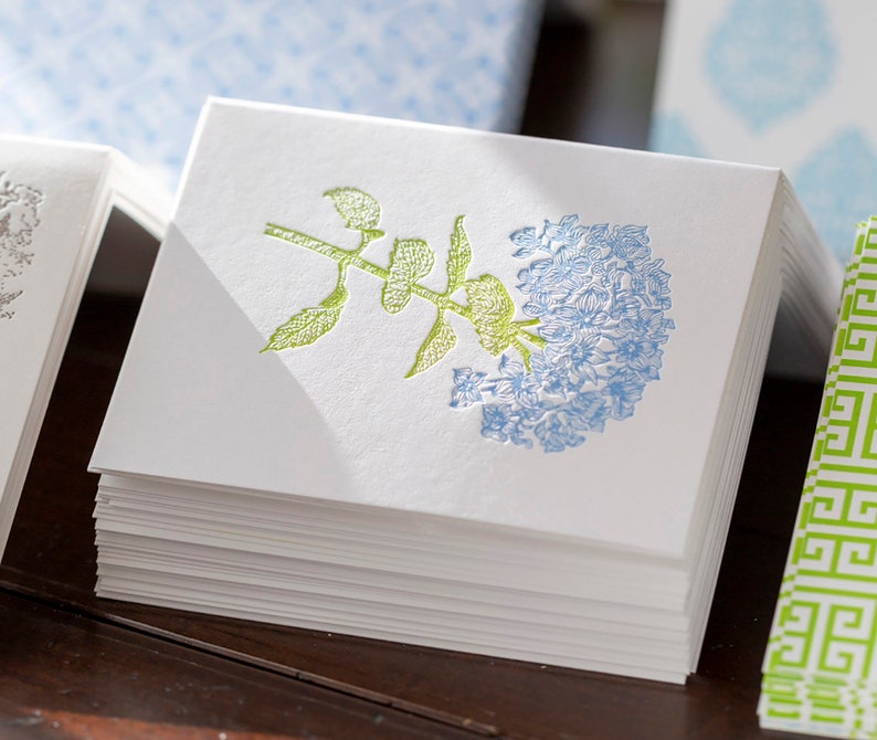 Hydrangea Letterpress Card Set image 1