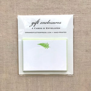 Set of four Gift Enclosures with Letterpress Fern