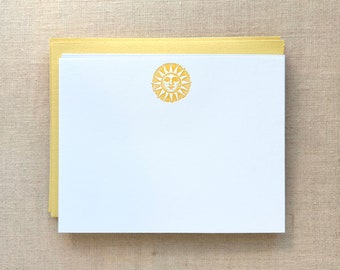 Flat Card Set with Gold Letterpress Sun