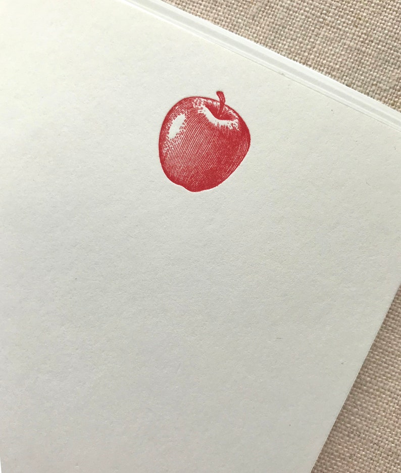 Letterpress Card Set with Apple image 3