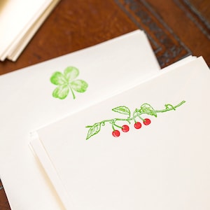 Flat Card Set with Letterpress Cherries (vertical)