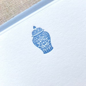 Juego de tarjetas planas con tarro de jengibre impreso