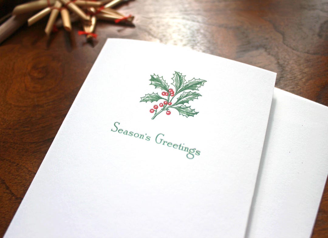 Holly Letterpress Card Set - Etsy