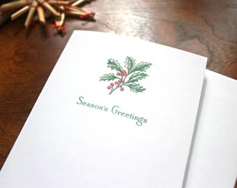 Holly Letterpress Card Set