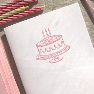 Birthday Cake Letterpress Card Set pink or blue Pink
