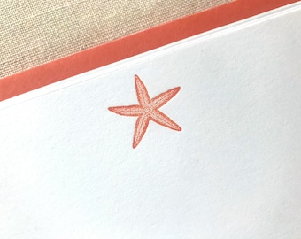 Flat Card Set with Letterpress Starfish