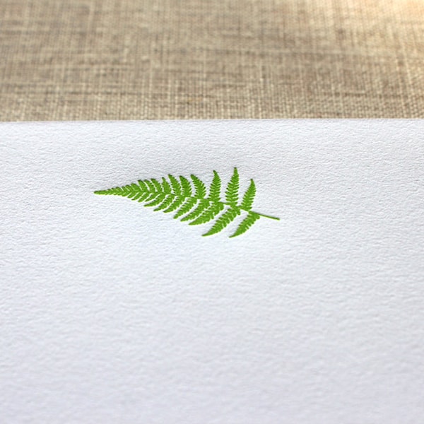 Cotton Writing Paper with Letterpress Fern