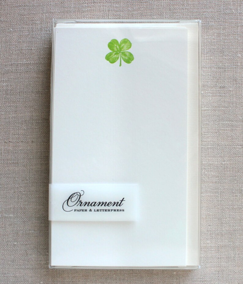 Flat Card Set with Letterpress 4-leaf Clover vertical image 3