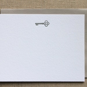 Flat Card Set with Letterpress Silver Key image 3