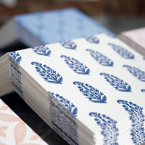 Letterpress Card Set with Dark Blue Handblock