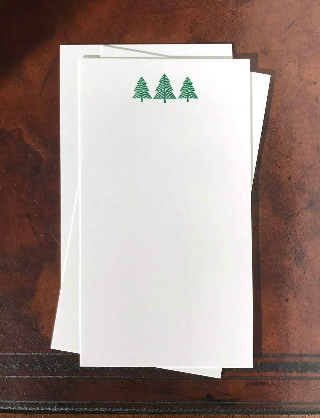 Flat Card Set With Letterpress Pine Trees (vertical) - Etsy
