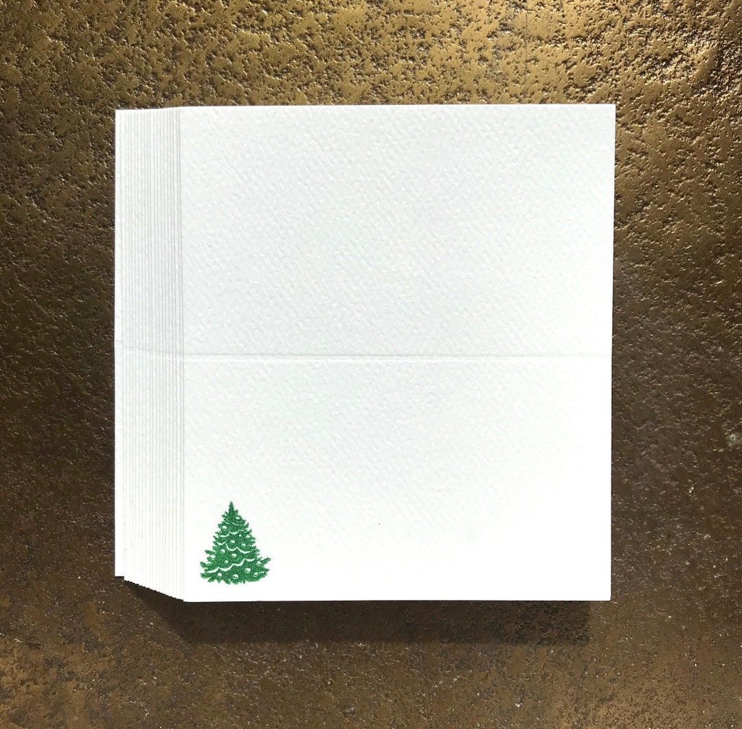 Letterpress Place Cards With Christmas Tree Etsy