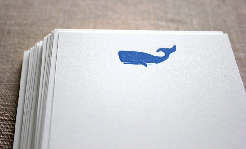 Flat Card Set with Letterpress Whale vertical image 2