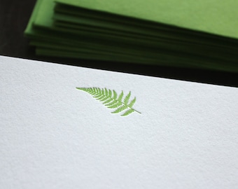 Flat Card Set with Letterpress Fern