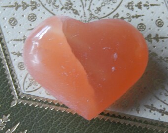 Polished Peach Selenite Puffy Heart Palmstone