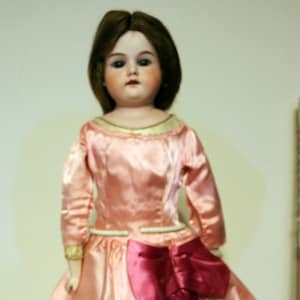 Antique Armand Marseille Porcelain Bisque Doll - Made in Germany - 370 A.M.O 1/2 DEP - Jointed Kid Leather Body - Blue Glass Eyes - 20&quot;