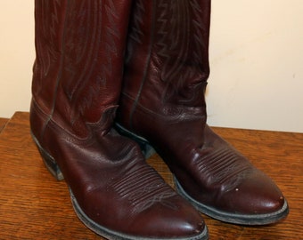 Mens Vintage Justin Cowboy Boots - Leather Shaft - Size 11D - Style J 40808 M 6663 - Made in USA