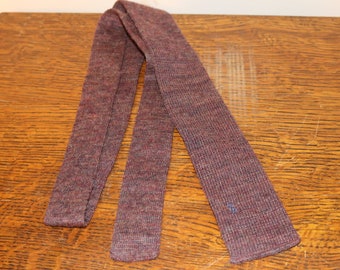 Laurent- YSL Saint Pale Red Pink Neck Tie Cravat Vintage Burgundy Red Linen Knit Necktie Yves St 56.5 Inches Preppy Prep Trad Menswear