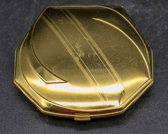 Vintage Elgin American Two Tone Gold Powder Compact - Brass - Made in USA - Shiny & Matte Finish - Double Compact - Powder Lipstick Compact