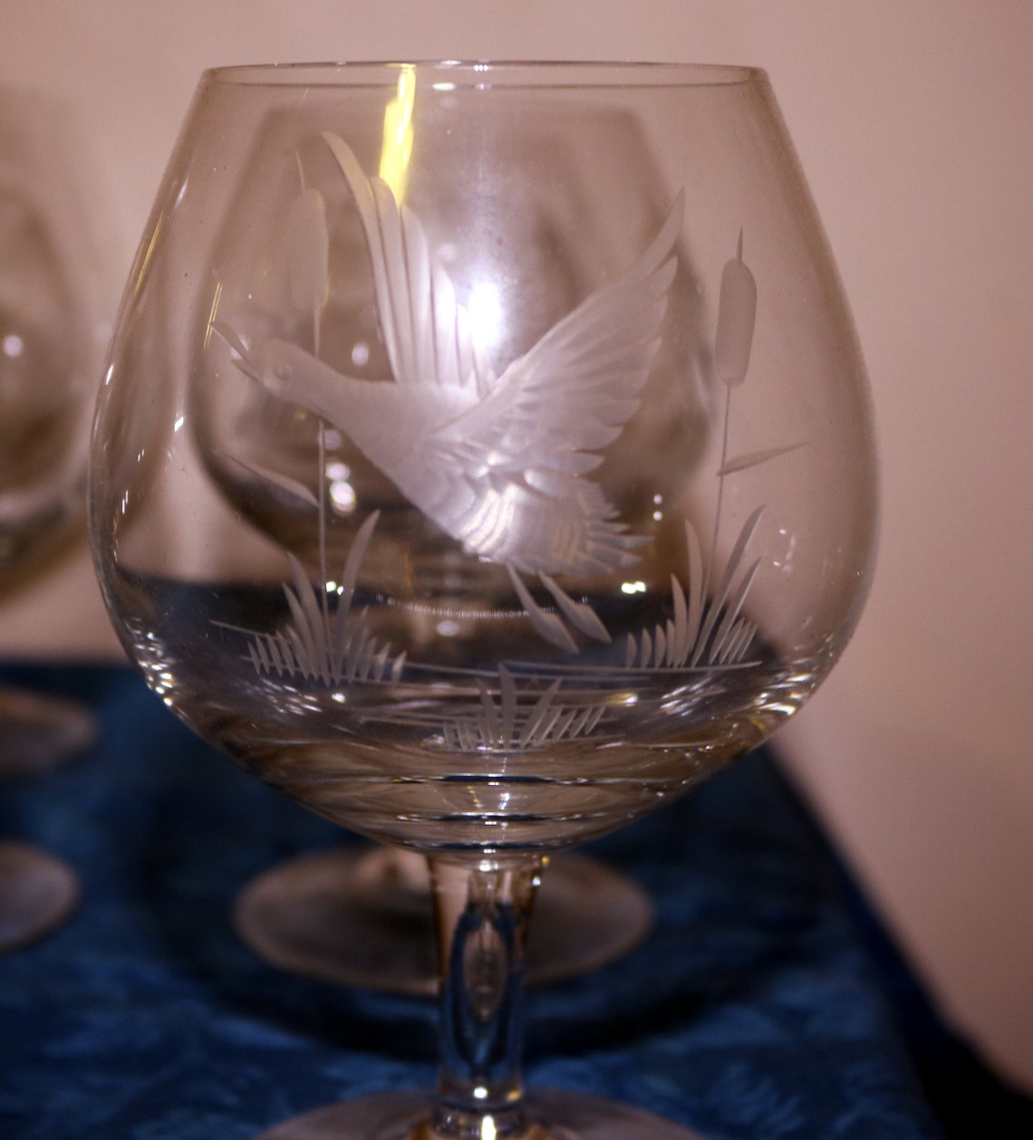 Set of 12 Vintage Etched Crystal Brandy/cognac Snifters Wild Etsy