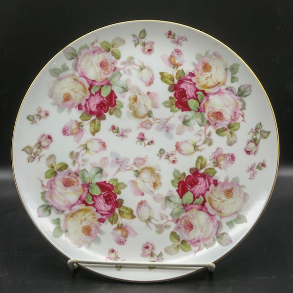 Vintage Bavaria Schumann Arzberg Germany Cabbage Rose Dinner Plate - All Over Rose Pattern