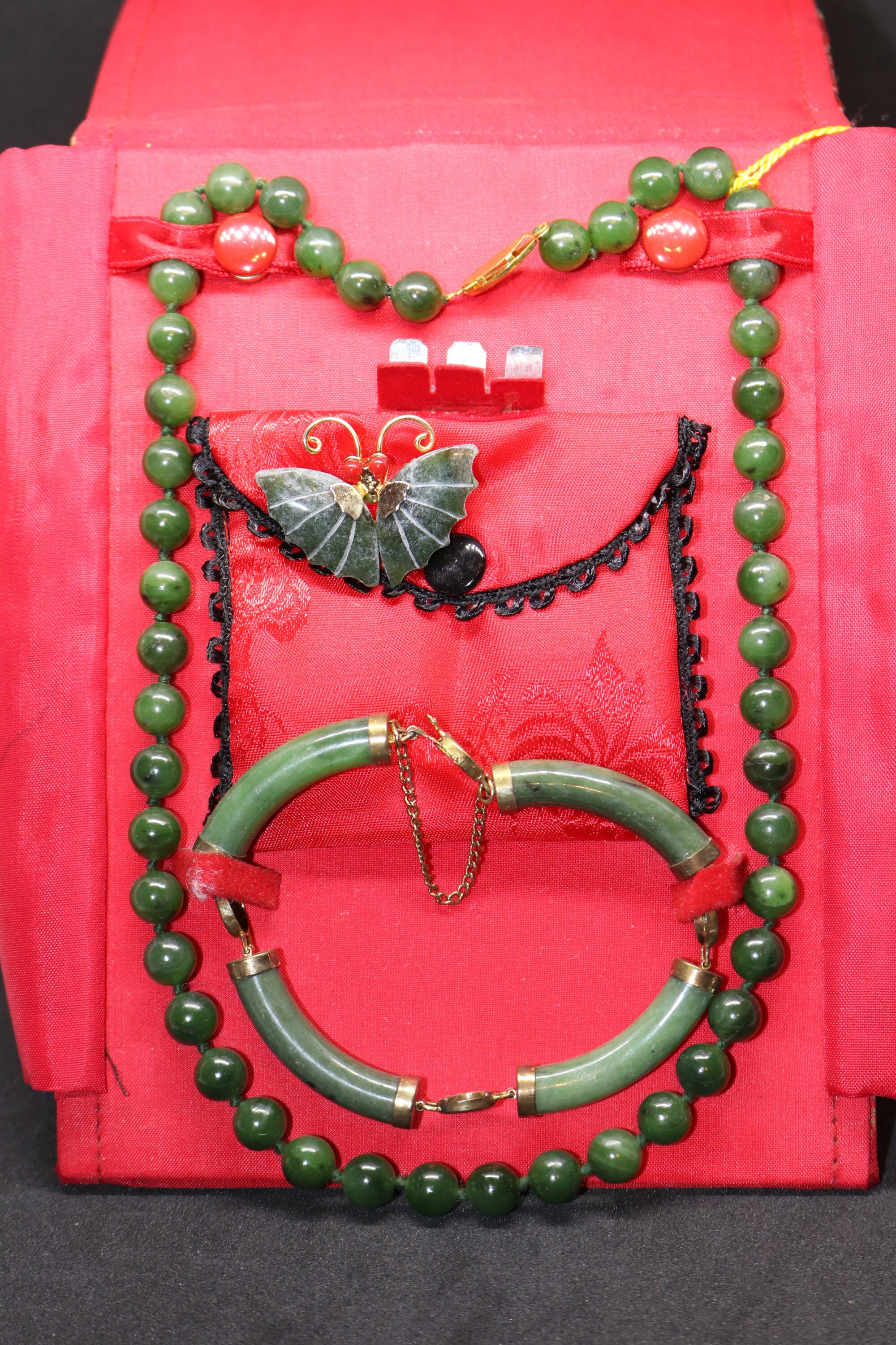 Jade Dynasty Demi Parure Green Jade Vintage 1970s Necklace