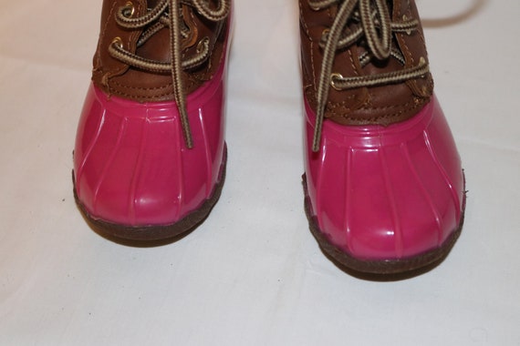 Adrienne Vittadini Girl s Brown Pink Peral t Duck Boots Toddler Size 7 Wool Blend Lining Little to No Wear Etsy New Zealand