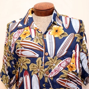 Vintage Ananas Lava Aloha Shirt mit XL Hawaii Surfbrett Motiv