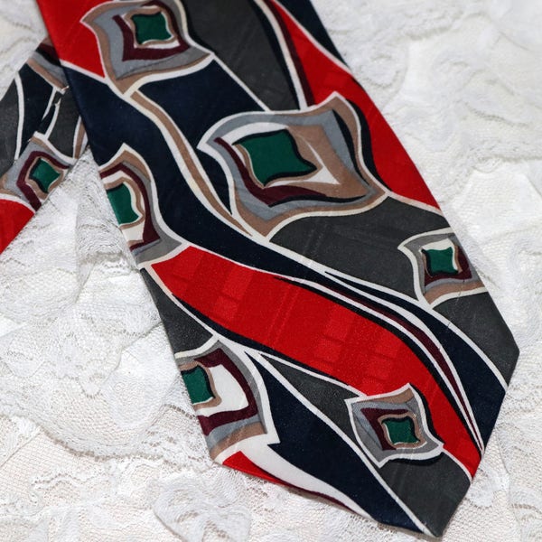 Vintage 7th Ave Men's Tie - Modern Abstract Pattern  - 100% Polyester - Made in USA