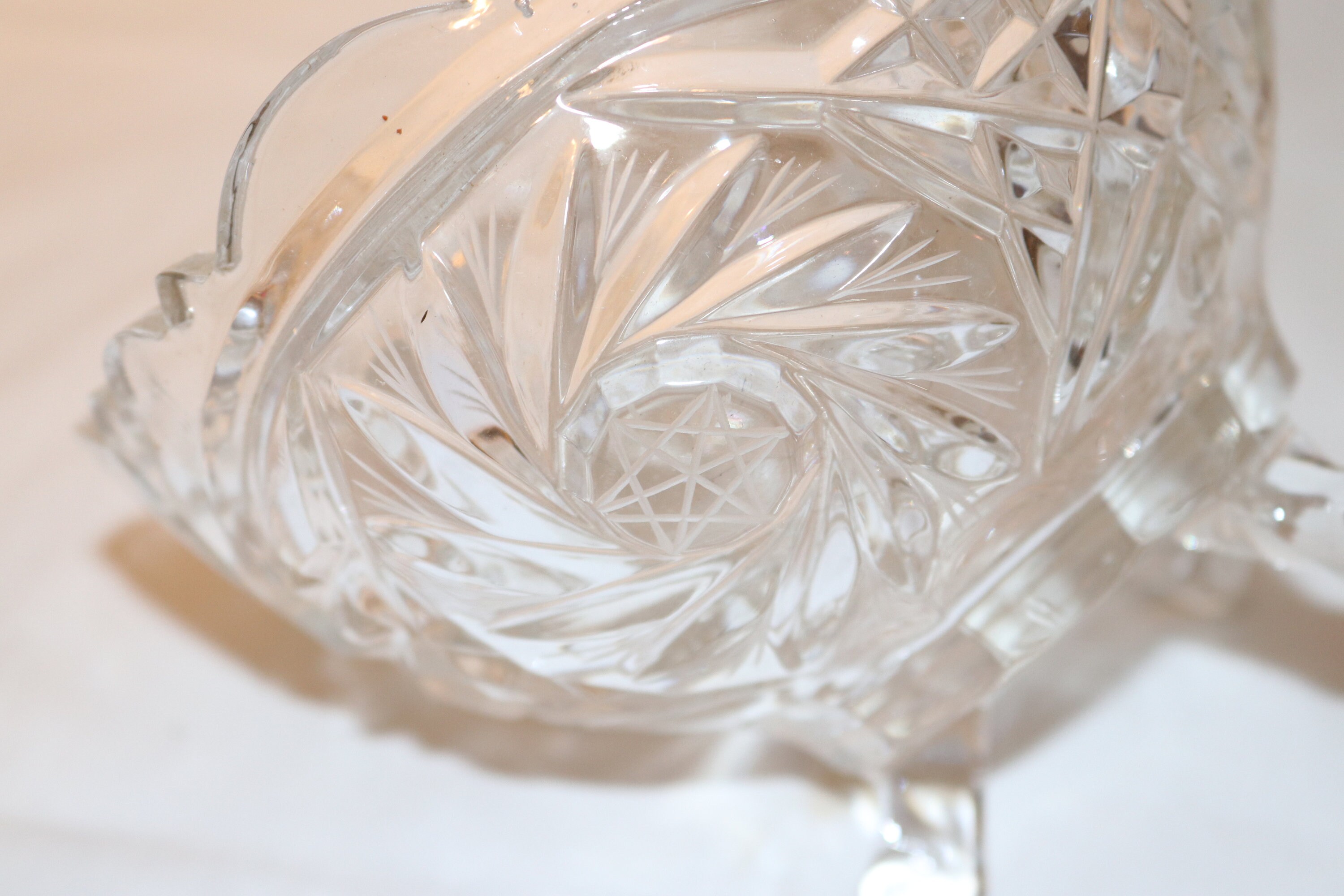 Vintage Zajecar Crystal 3 Footed Covered Candy Dish Etsy