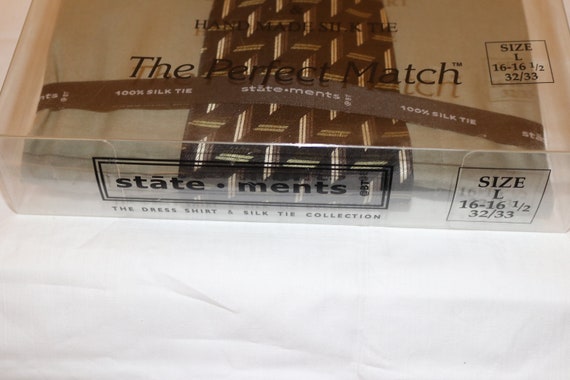 1990s Olive Green Shirt & Silk Tie Set - Size Lar… - image 3