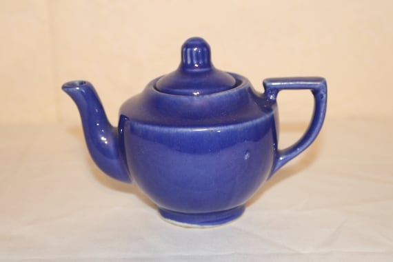 Vintage Mini Hall Tea Pot Royal Blue USA Serving Pieces Breakfast
