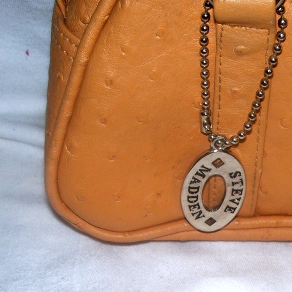 emilie m tan faux ostrich leather zipper compartment large satchel women's  purse | eBay