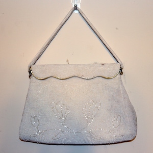 1950s Seed Beaded Wedding Purse - Vintage Handbag Made in Japan