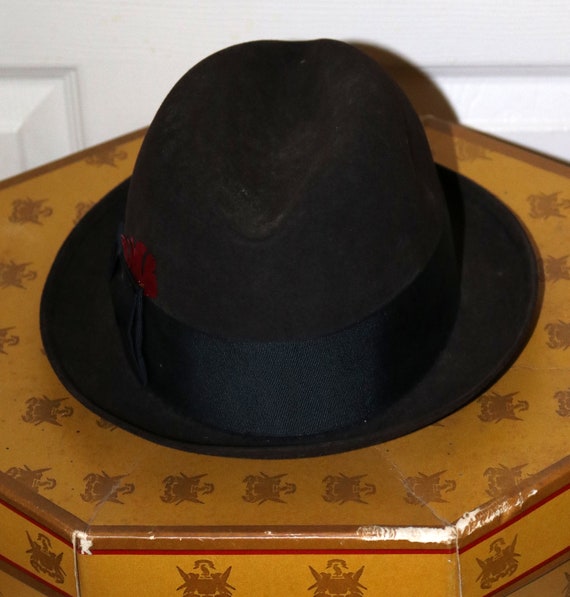 Vintage Wool Knox Men's Fedora Hat - Deep Chocola… - image 5