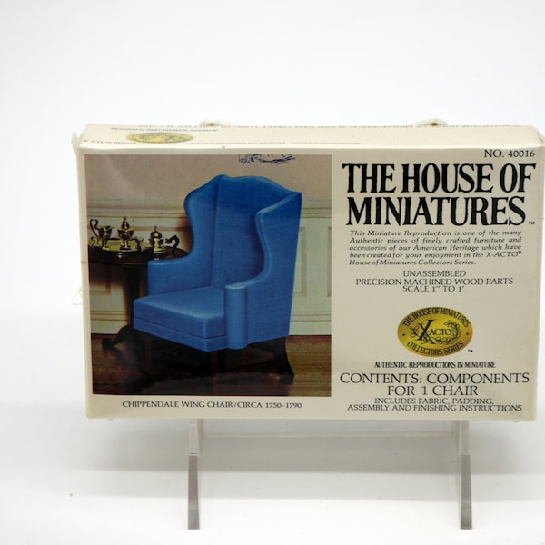 Maison des Miniatures « Chippendale Wing Chair/Circa 1750-1790 » - Meubles de maison de poupée - Années 1970 - NOS Scellé - No.40016- 1:12 Échelle