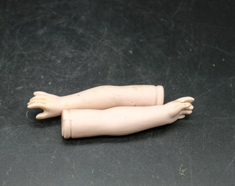 Vintage Porcelain Bisque Doll Arms - Replacement Doll Parts - 3-5/8 Inches