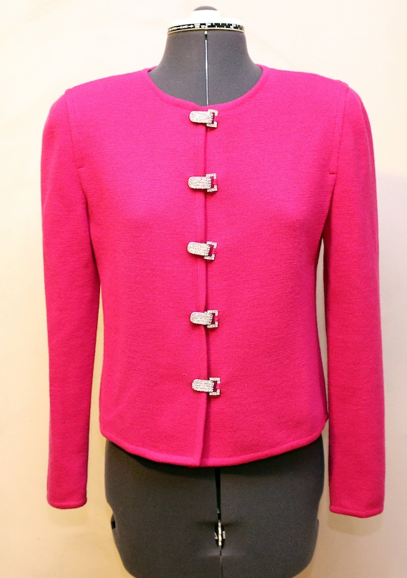 Vintage Adrienne Vittadini Sweater Hot Pink Sweater Rhinestone Clip Buckets  Party Sweater Holiday Sweater -  Norway