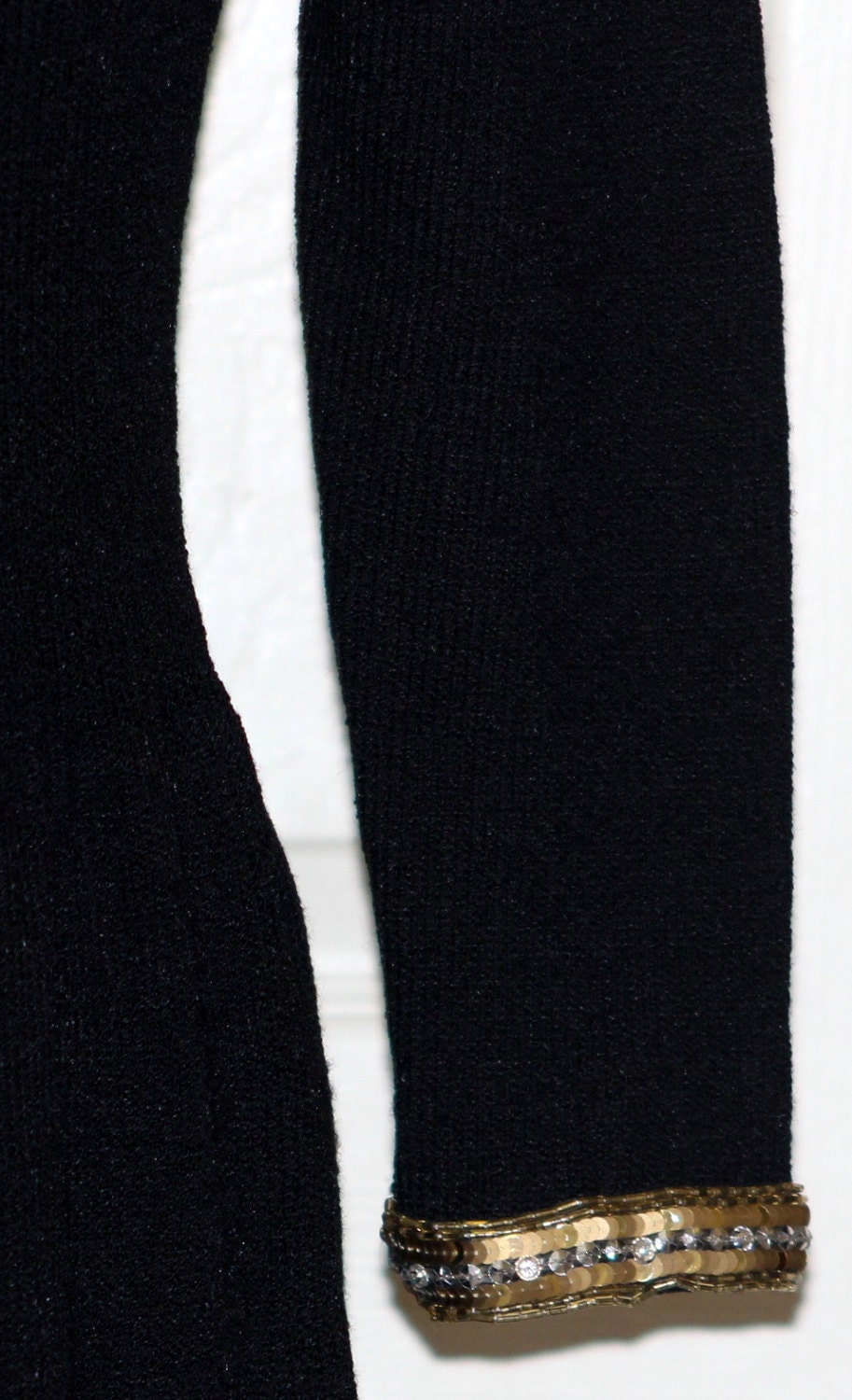 1980s Don Sayres for Wellmore Black Knit Sequin Accented