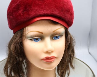 1960s Red Fur Bubble Hat: Dale Capers Sole Etoile